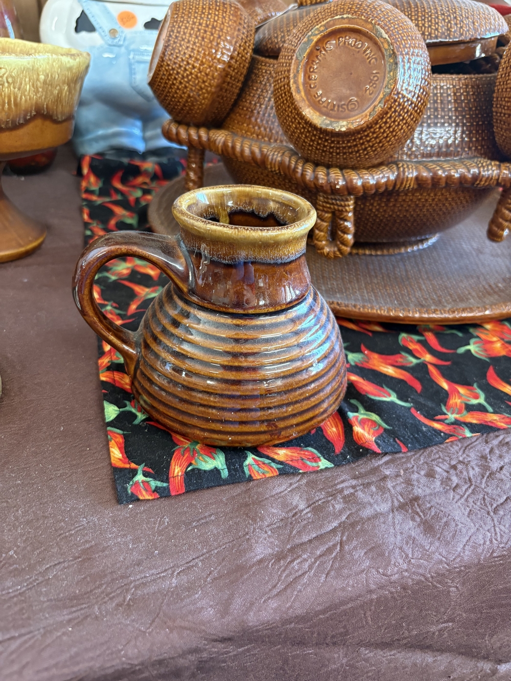 Handmade Brown Glazed Ceramic Pitcher - Unbranded
